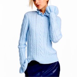 H&M Baby Blue Cable Knit Ruffle Neck Sweater